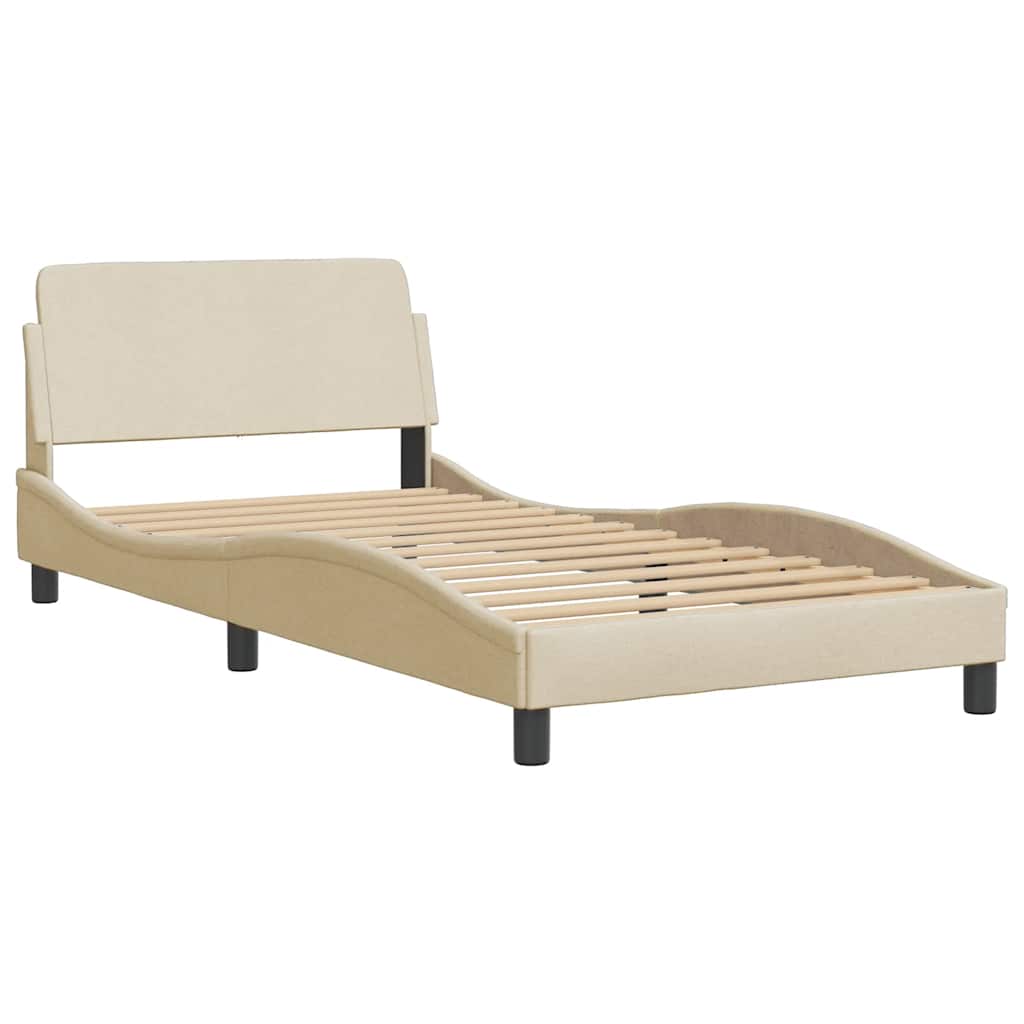 Bed Frame without Mattress  Hvar  Cream 100x200 cm Fabric