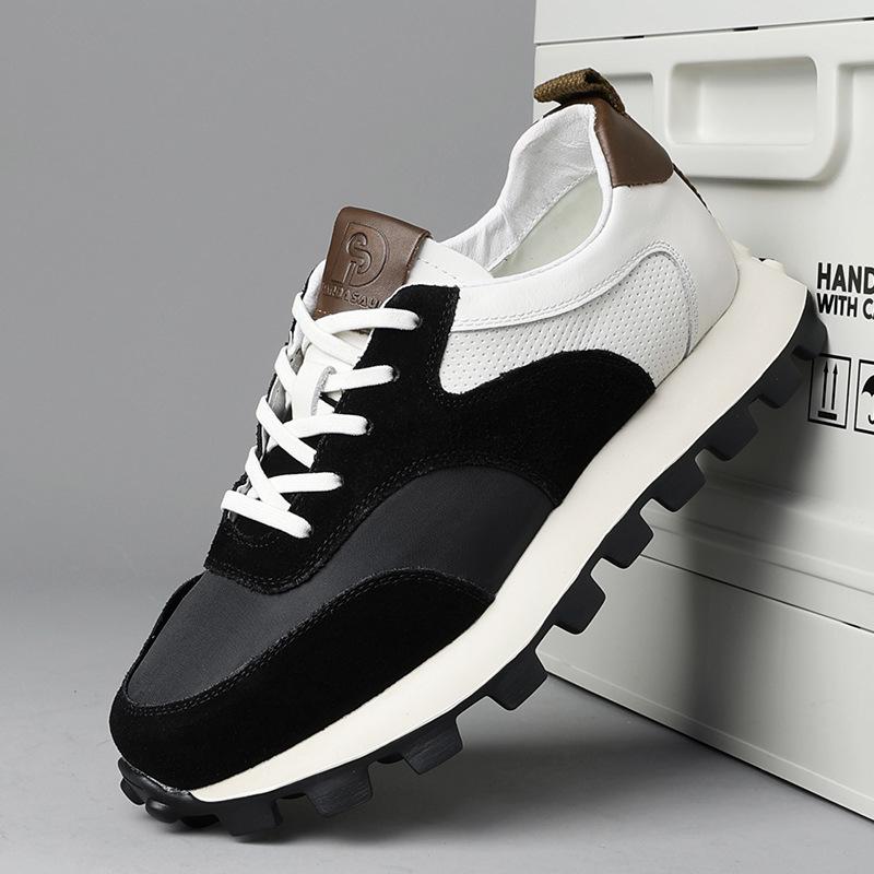 Обувь Мужская модная обувь Новая мужская обувь Подошва-платформа Легкая спортивная и повседневная обувь Кожа с тканью Обувь Форреста Гампа Контрастный цвет b