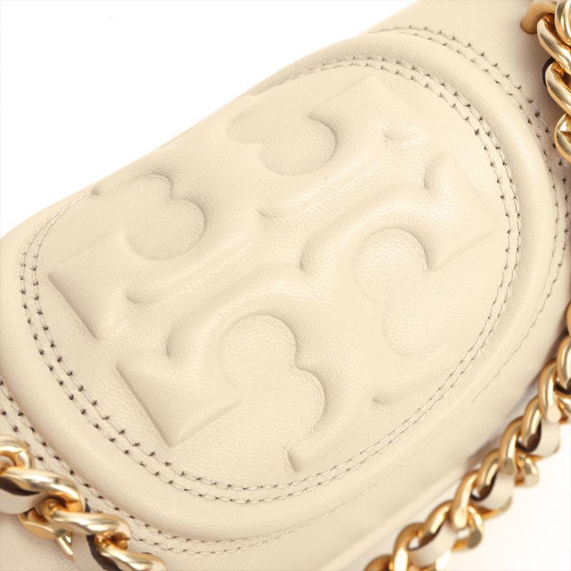Tory Burch Fleming Matte Diamond Quilted Tassel Pendant Woven Chain Leather Flap Shoulder Bag Women Shoulder Bag White 75576-122