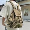 Lightweight Canvas Shoulder Bag Casual College Student Schoolbag Nylon Drawstring Backpack  Travel