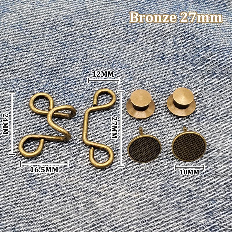 1Set Nail-Free Metal Jeans Button Snaps Detachable Pants Clips Buttons Pins Women'S Brooch Set Tighten Waist Brooches