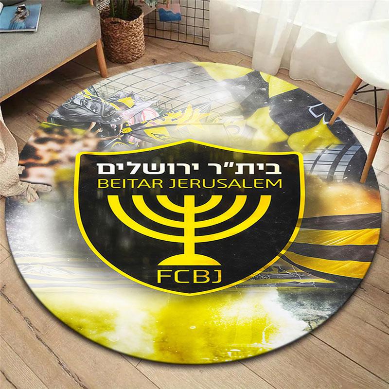 Beitar Jerusalem Round Area Rug,Carpet Rug for Living Room Bedroom Sofa Playroom Decor,Non-slip Floor Mat