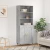Vidaxl Witrynka, Szarość Betonu 69,5X34X180 Cm Materiał Drewnopochodny