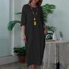 Women's Mid-length Dress Women's Solid Color Short-sleeved Round Collar