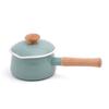 Fuji Enamel Milk Pan with Lid, 15cm, Direct Heat/Induction Compatible, Mint Green, Enamel Saucepan with Long Handle