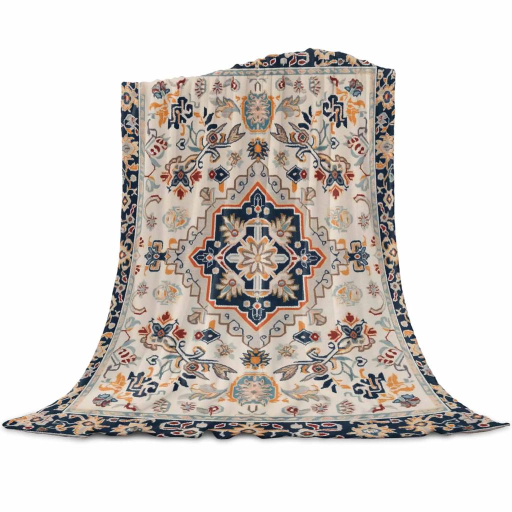 Зимнее теплое мягкое плюшевое одеяло - Винтажный индийский богемный цветочный дизайн для дивана-кровати, Приятные праздничные подарки