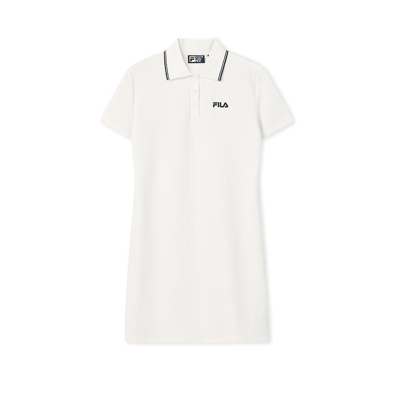Fila Оригинальное Модное Простое Базовое Классическое Ретро Повседневное Свободное Универсальное Удобное Платье с Воротником-Поло с Коротким Рукавом Женские платья F51W629306FWT