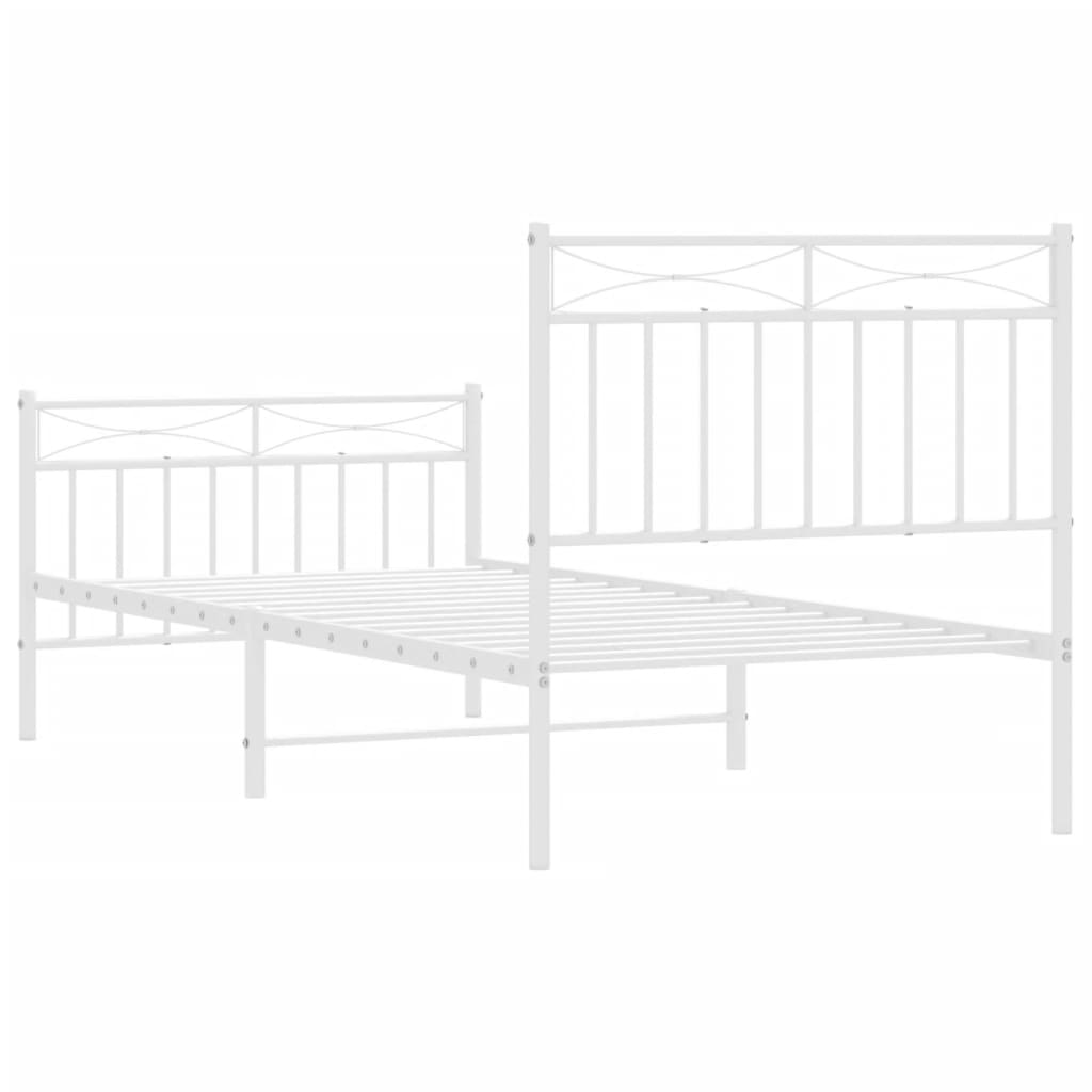Bed Frame with Headboard and Footboard Metal White 90x200 cm