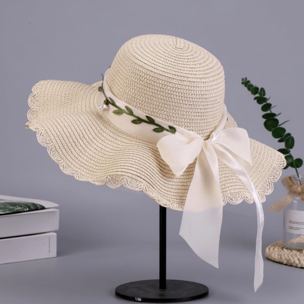 Colorful Weave Hat Wide Brim Women's Sun Hat Fashion Bow Straw Hat Travel