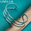 925 Sterling Silver Three Curve Bangles Bracelet For Women Fashion Wedding Engagement Charm Jewelry