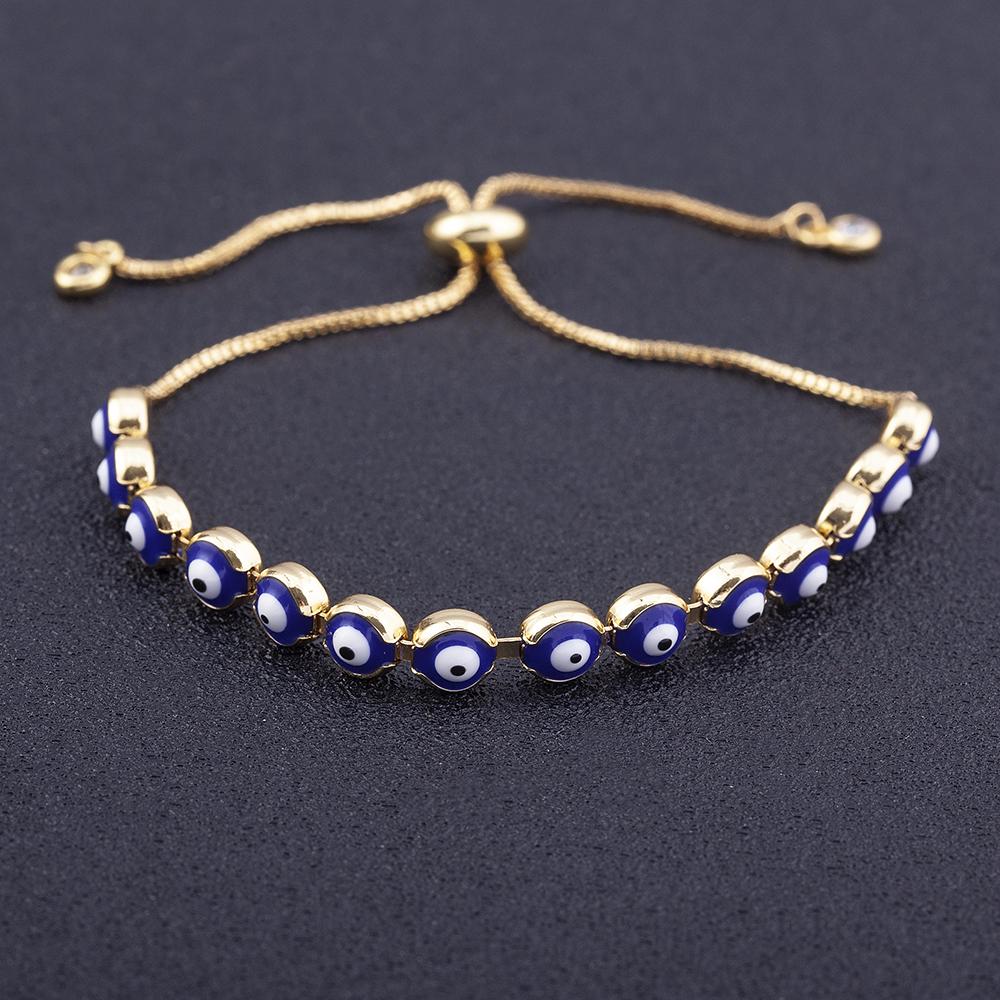New Fashion Design Rainbow Handmade Beads Inlaid With Turkish Evil Eye Bracelet Women Adjustable Party Jewelry Lucky Gifts