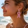 Unique Gift for Women 1 Pair Breast Cancer Earrings Women, Glitter Rhinestone Charity Event Accessories Ribbon Drop Dangle Earrings, Awareness Jewelry