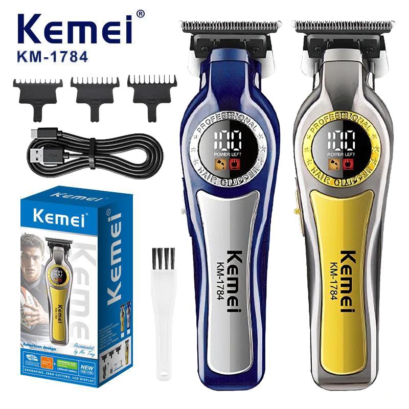Kemei KM-1784 Электрический триммер для волос Беспроводной окантовочный триммер Машинка для стрижки волос Перезаряжаемая Машина для финальной стрижки волос Мужской триммер для бороды