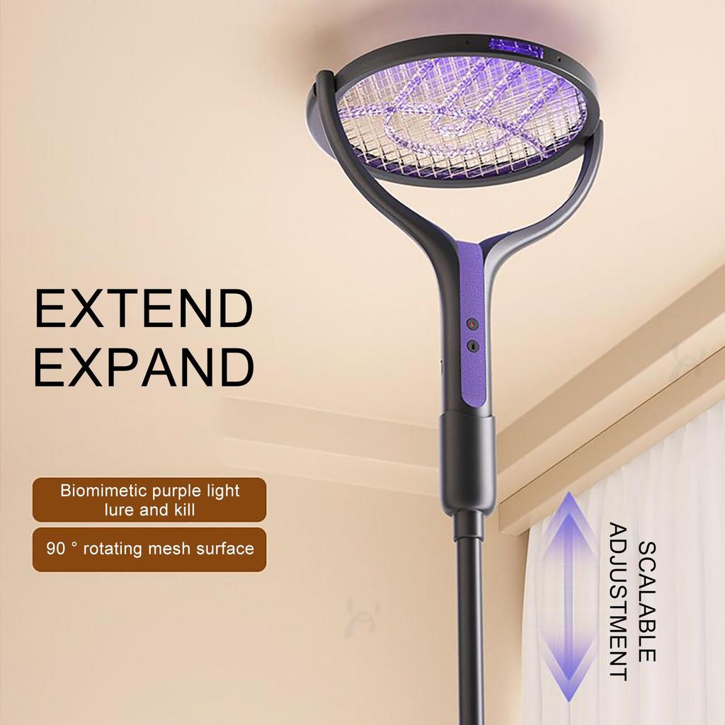 Electric Fly Swatter Rechargeable Handheld Fly Zappers Electric Trapper Tool Indoor Outdoor for Camping Apartment Garden Picnic
