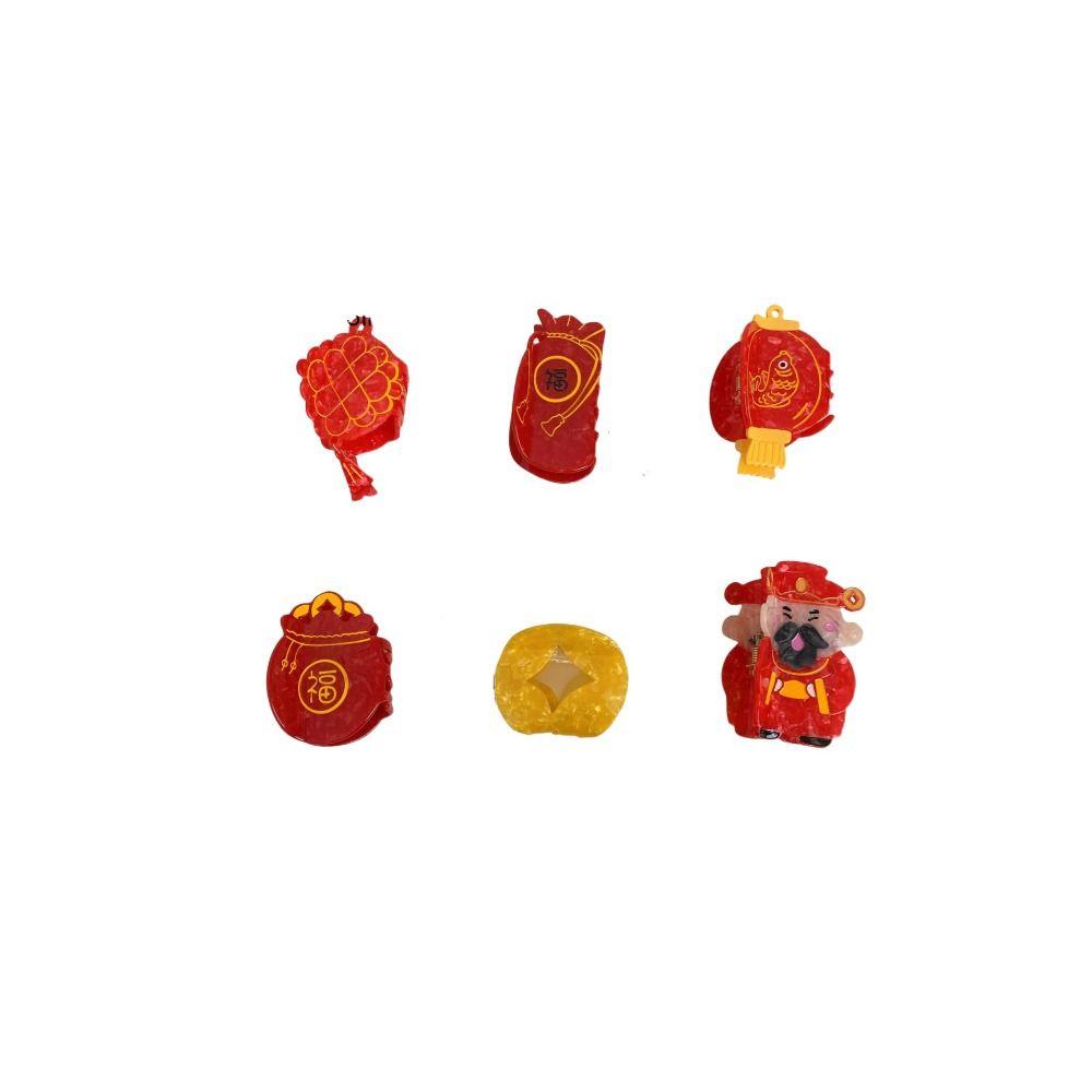 Creative Cartoon New Year Hair Claw Lantern Grab Clip Acetate Claw Clip Headwear Plate Hair Large Shark Clip Hair Accessories