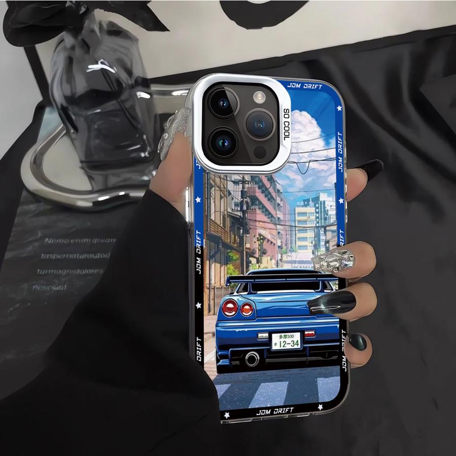 Мягкий чехол для iPhone 16e 11 12 13 Pro Max 14 15 16 Plus Японский JDM Дрифт-кар