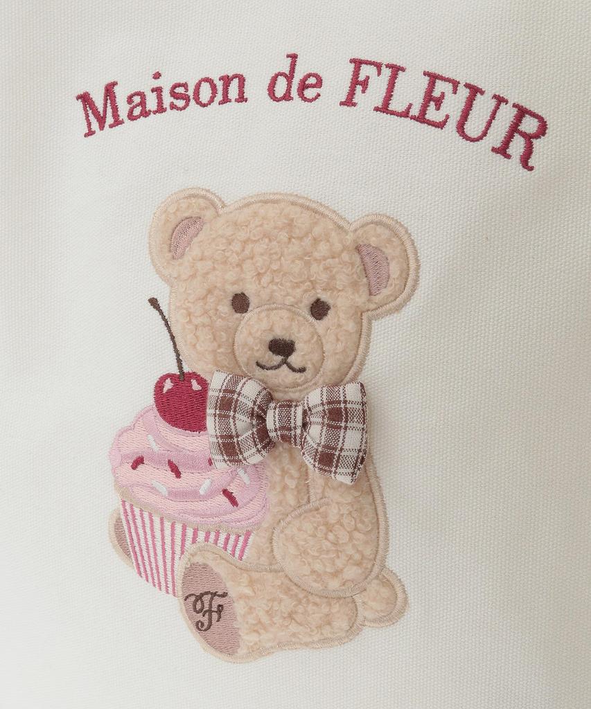 Квадратная сумка-тоут Maison de FLEUR с вышивкой мишки, Розовая, Размер F, 08001059600