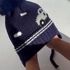 Мультяшная детская вязаная шапка для защиты ушей, зимняя теплая детская шапка-ушанка, 1-4 года, для мальчика, для девочки, детские шапки-бини на завязках, шапка-боннет с помпоном