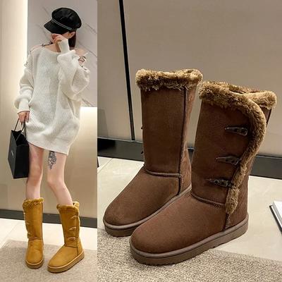 Женская обувь Классические женские зимние ботинки Inter Snow Boots Теплые кожаные меховые сапоги с бархатом Высокие сапоги до колена Зимние кроссовки Botas Mujer