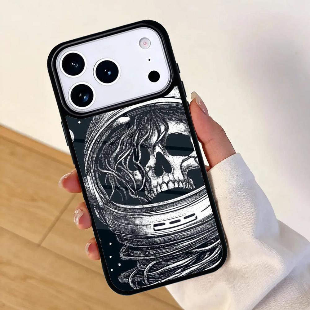 Skull Space Hair Phone Case For Apple iPhone 17 air 16 Pro Max 15 Pro Max 14 13 12 11 Mini Back Cover