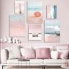 Лодка лист розовый морской пляж ракушка зонтик плакаты на скандинавскую тему и принты настенная живопись на холсте настенные панно для декора гостиной