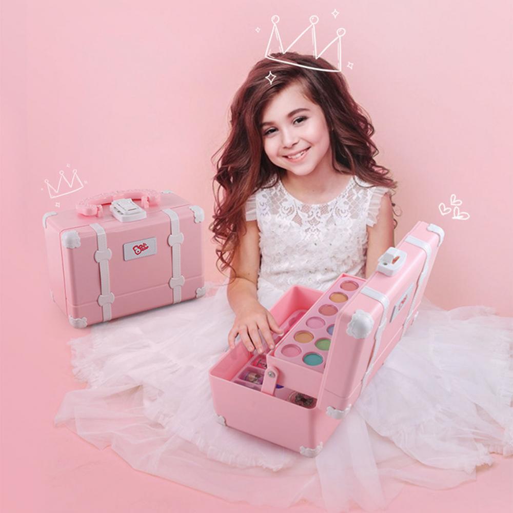 Kids Makeup Toys Kit For Girl Washable Cosmetics Toys Set Pretend Game Princess Eyeshadow Blush Lipstick Makeup Handbag Set