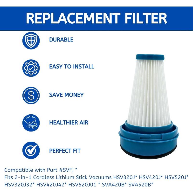 Nispira SVF11 Replacement Vacuum Filters Compatible with Black and Decker 2-in-1 Cordless Lithium Stick Vacuums HSV320J HSV420J HSV520J HSV320J32 3pcs