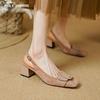 Fashion 2025 Retro Buckle Genuine Leather Sheep Suede Women Sandals Spring Summer High Heel Mature Dress Office Lady Pumps Shoes Woman