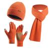 Couple Style Warm Wool Hat Knitted Plus Velvet Thickened Adult Hat Scarf Gloves Three-piece Set