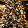 DIY Festive Wall Decor 12Pcs Christmas Rhinestone Painting Ornament Kit, Faux Pearl Holiday Home Party Ornaments Art Hanging for Adults, Tree