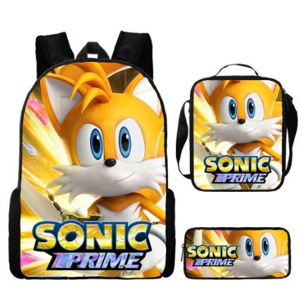 Source Sonic Schoolbag Three-Piece Set Elementary School Bag Anime Cartoon Schoolbag Men'S And Women'S Backpack