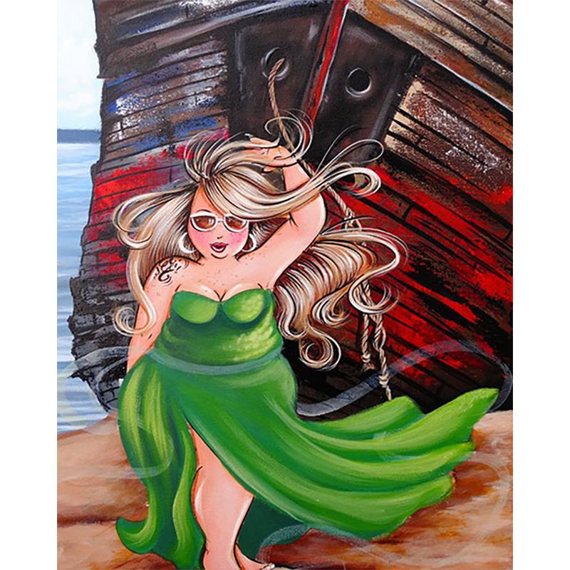 DIY алмазная живопись полная круглая дрель толстые женщины толстые дамы Алмазная художественная вышивка Broderie Diamant картина стразами