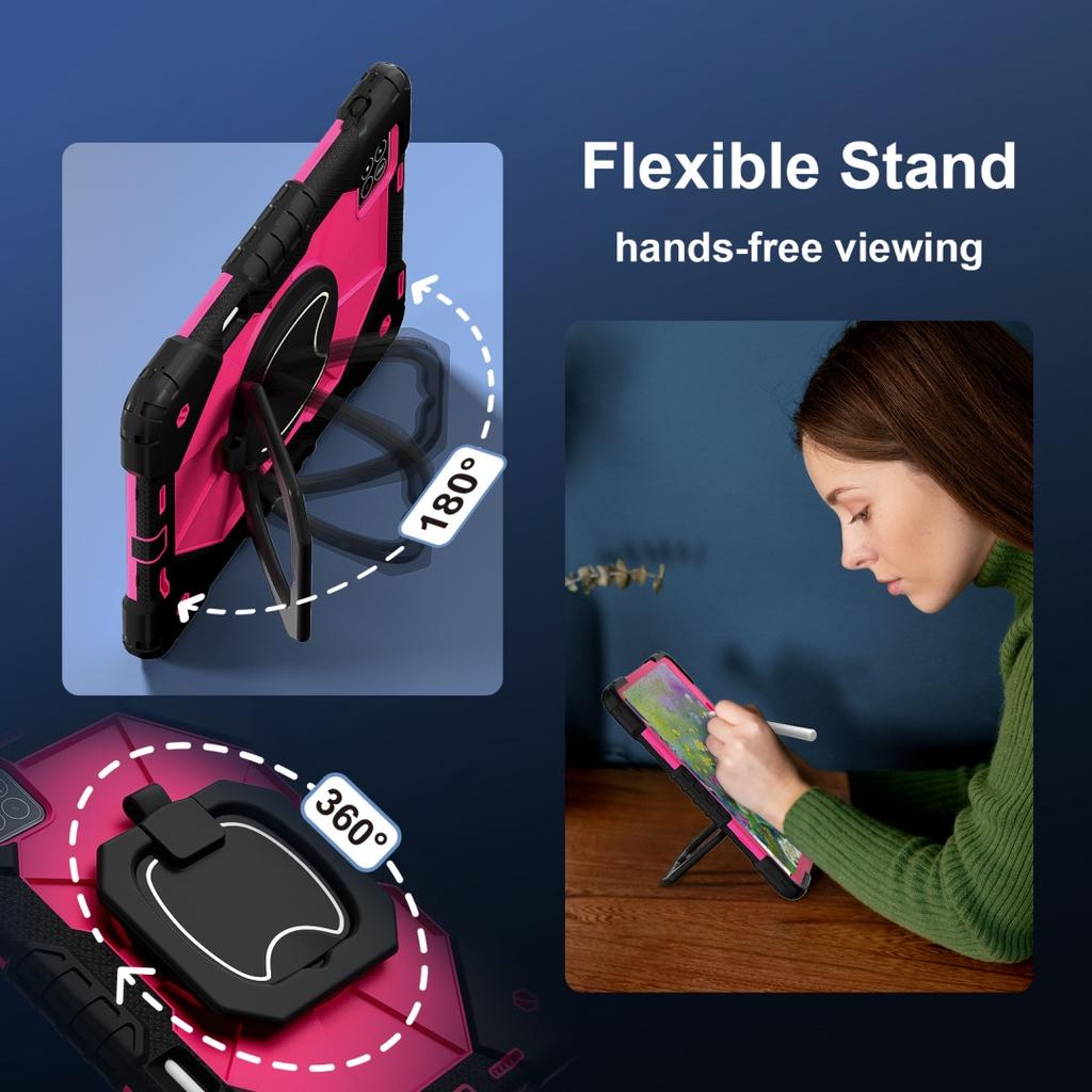 Для Xiaomi Pad 7 / Xiaomi Pad 7 Pro.360° вращающаяся рукоятка прочная защитная подставка TPU+PC 3в1 противоударный противоударный чехол для планшета и ПК