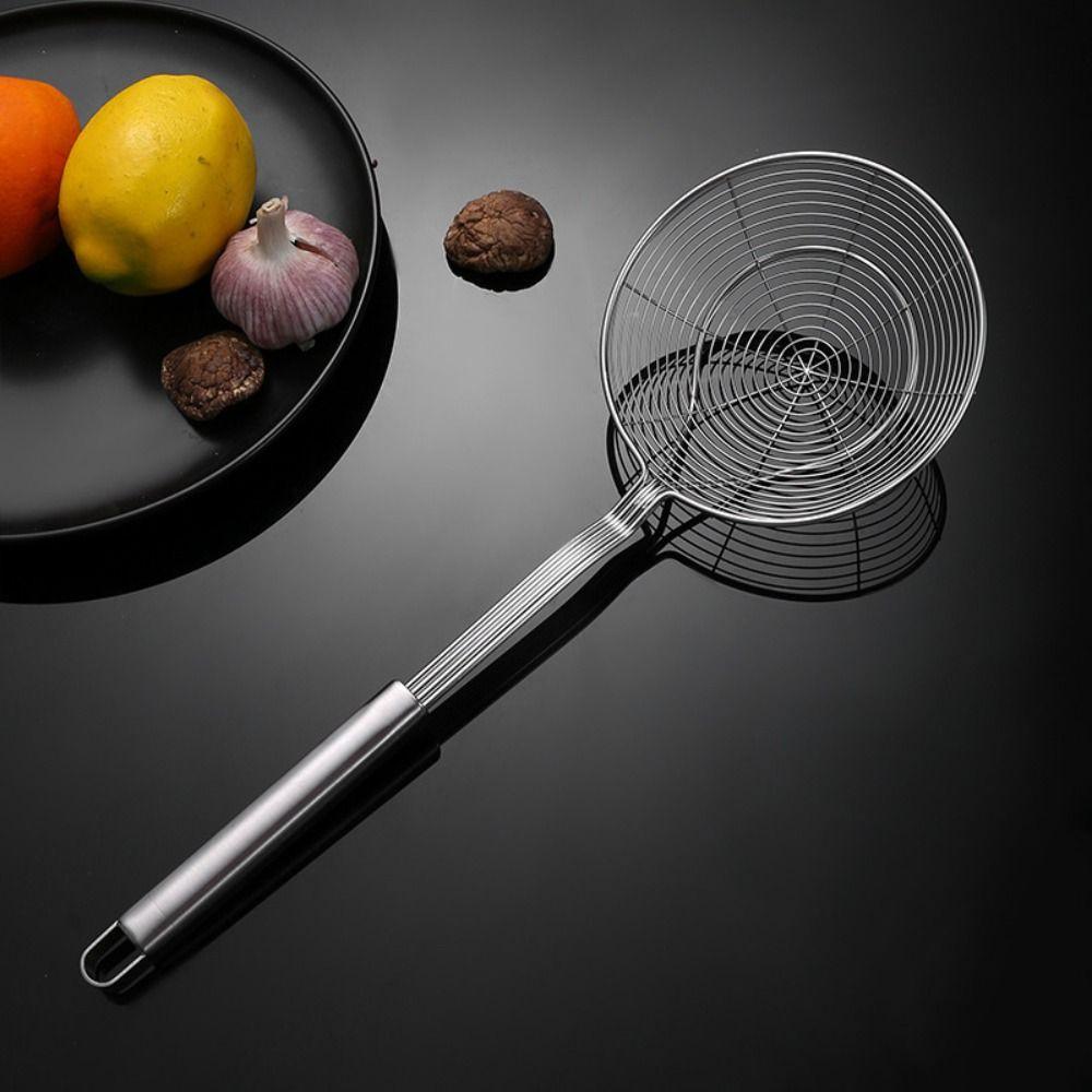 Stainless Steel Spider Mesh Strainer Large leakage hole Reinforced Colander with Hook Large Size Fried Filter Frying