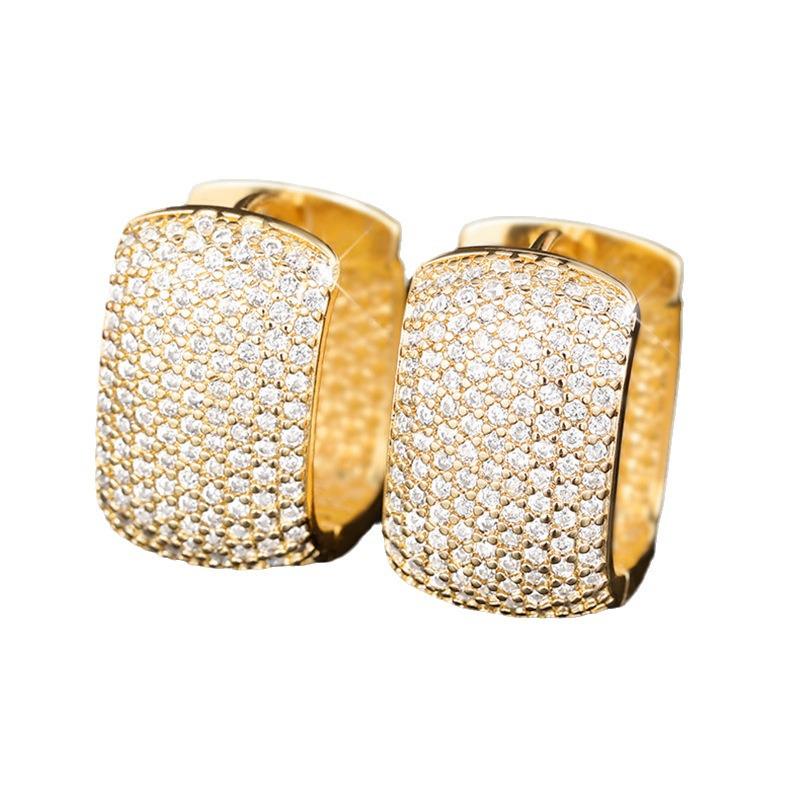 Женские квадратные серьги Cao Shi с полным бриллиантовым паве - Блестящие, Шикарные и Универсальные