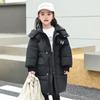 Детская куртка-пуховик, средней длины, модная, хлопковая куртка для мальчиков, зимнее толстое теплое пальто для девочек
