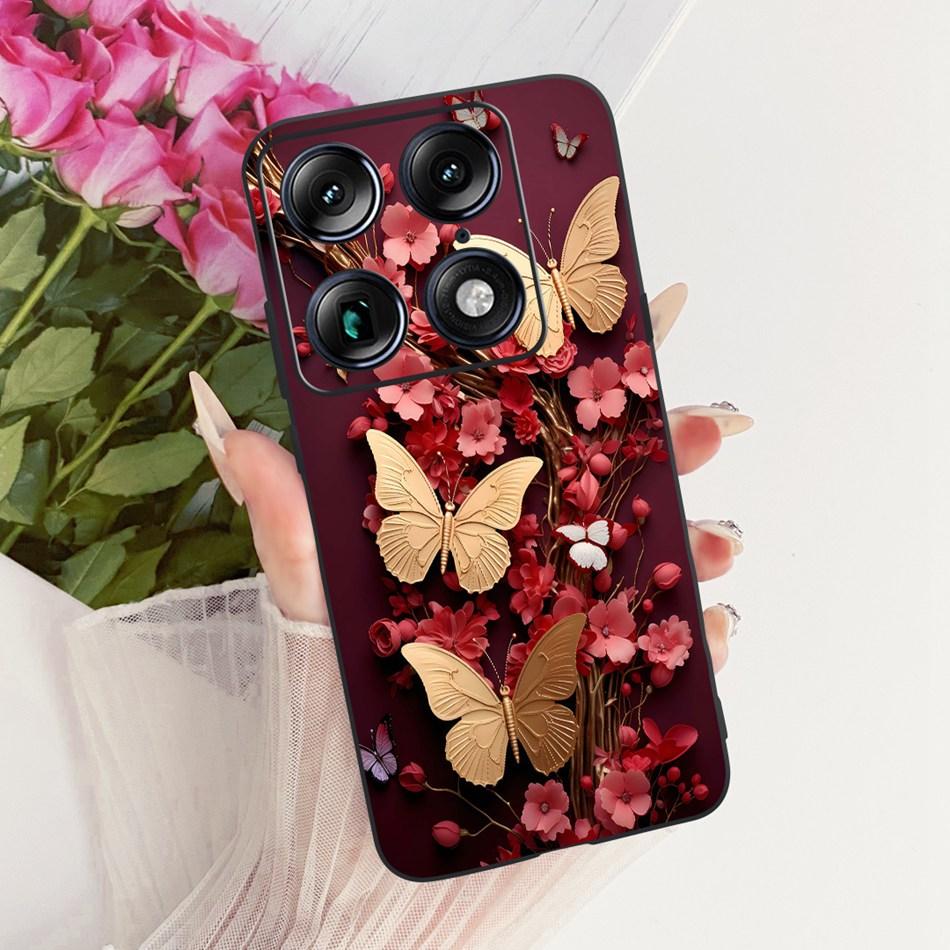For Motorola Signature Cute Flower Butterfly Cat Painted Case For Motorola Signature XT2603-2 Black Silicone Soft Phone Cases