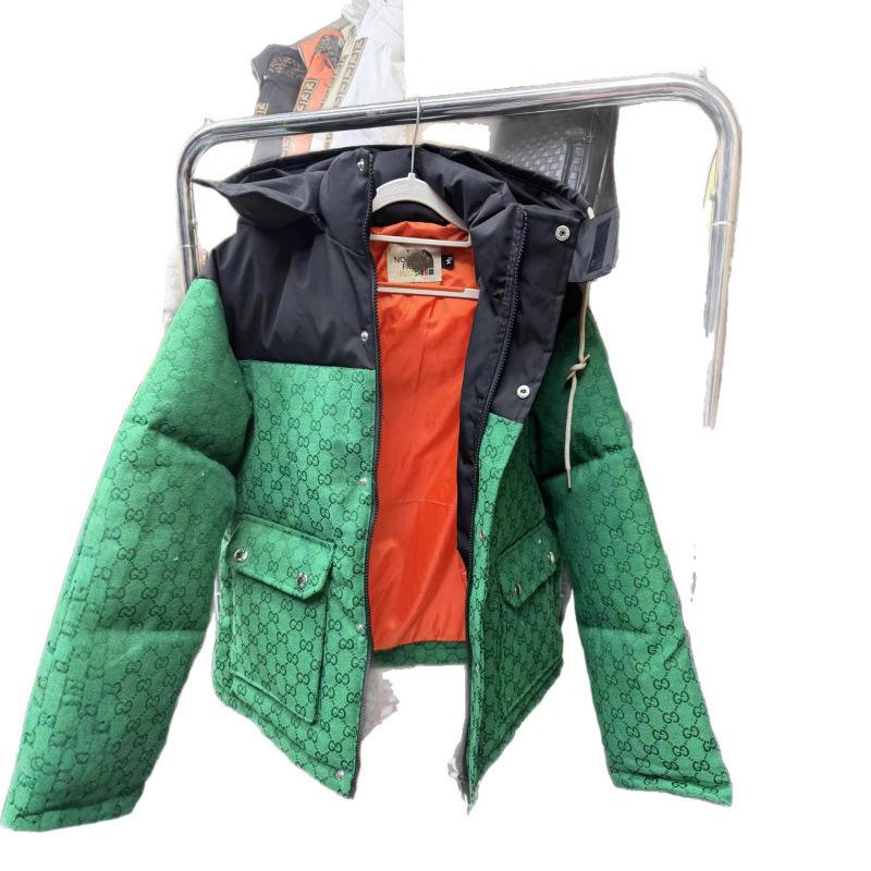 Men's Plaid Thickened Winter Down Jacket with Stand Collar