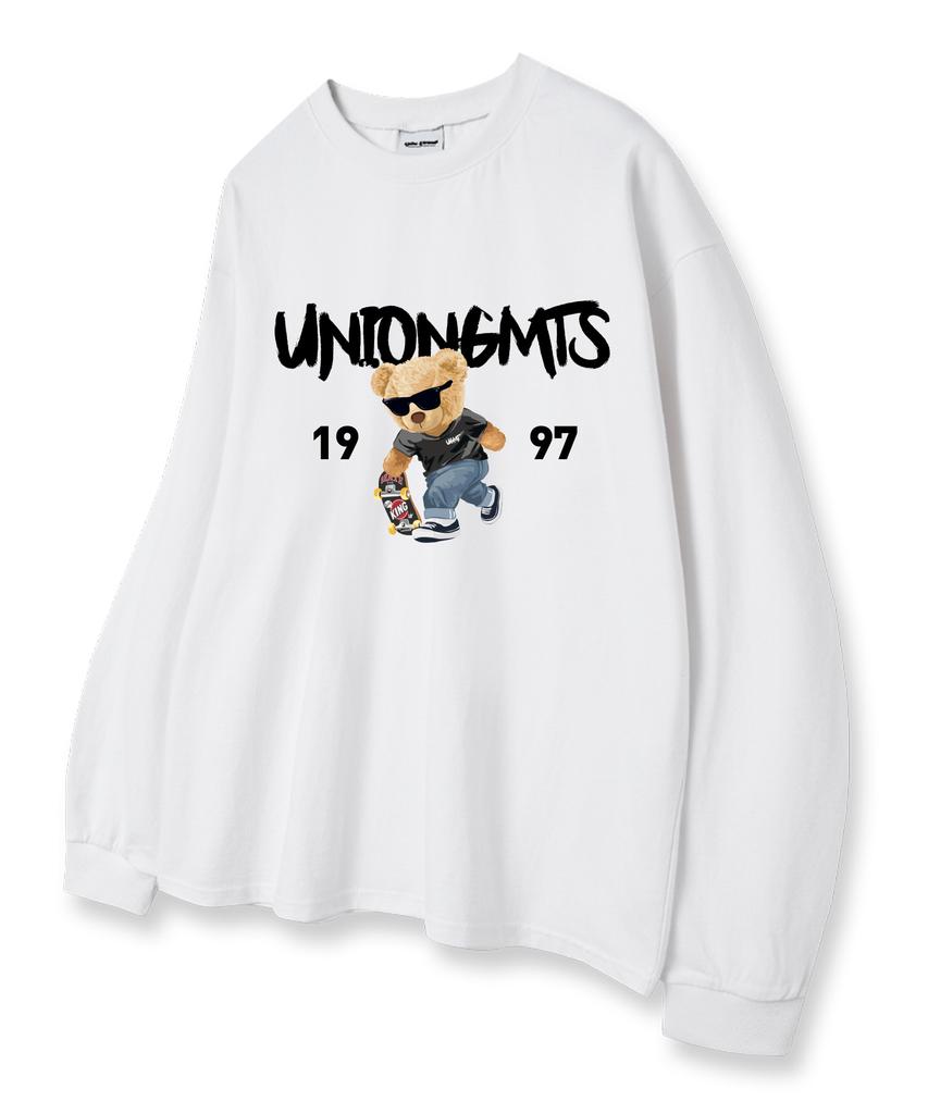 UNION GARMENTS 1997 Skatebear Loose Fit Long Sleeve T-Shirt White [Basic Or Ribbed]