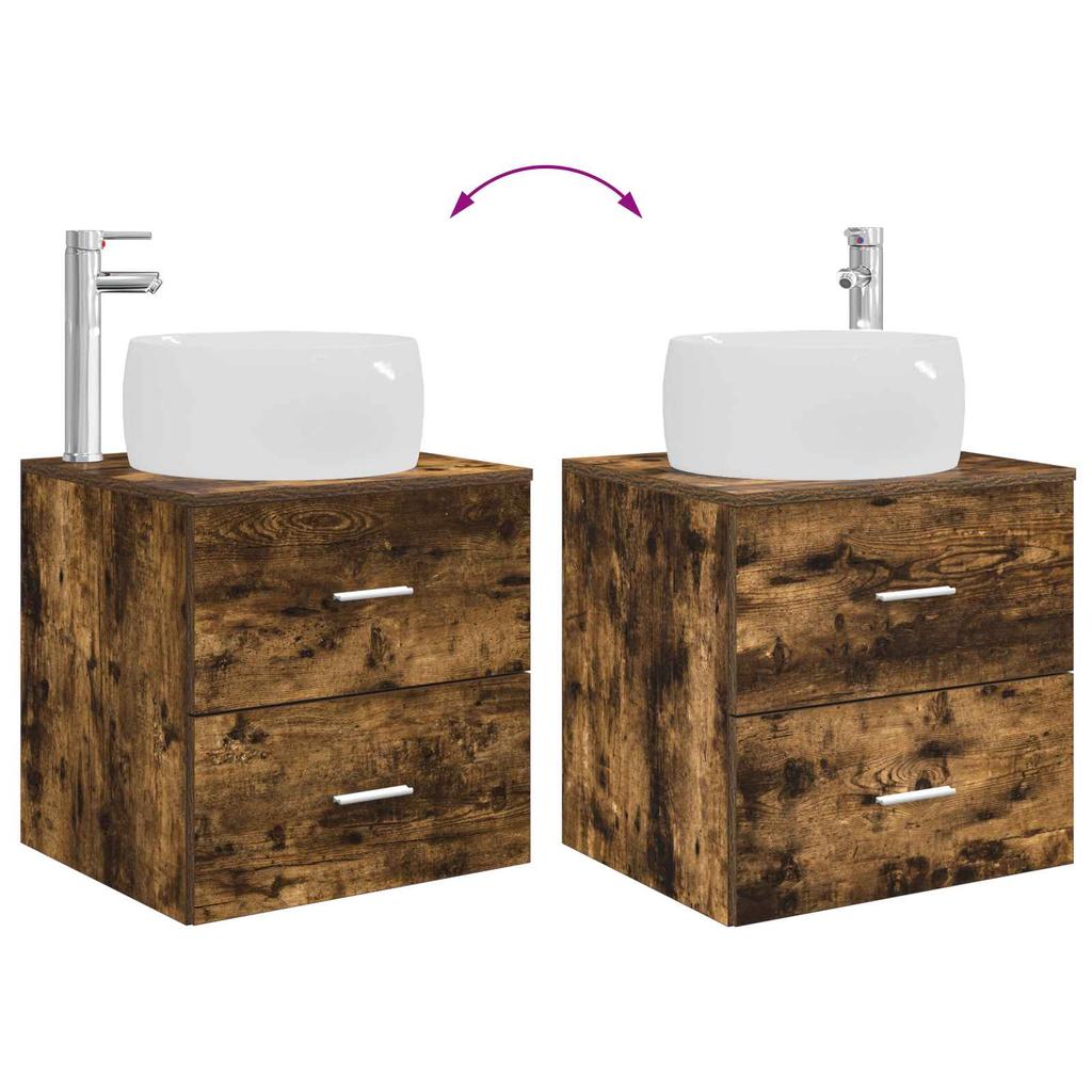 Wall Mounted Washbasin Cabinet Smoked Oak 49.5 x 44.5 x 66 cm