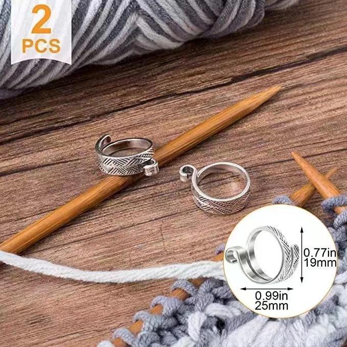 2 шт./компл., новый продукт, вязальное кольцо крючком, регулируемый указательный палец, плетение хвостового кольца, инструмент для вязания крючком