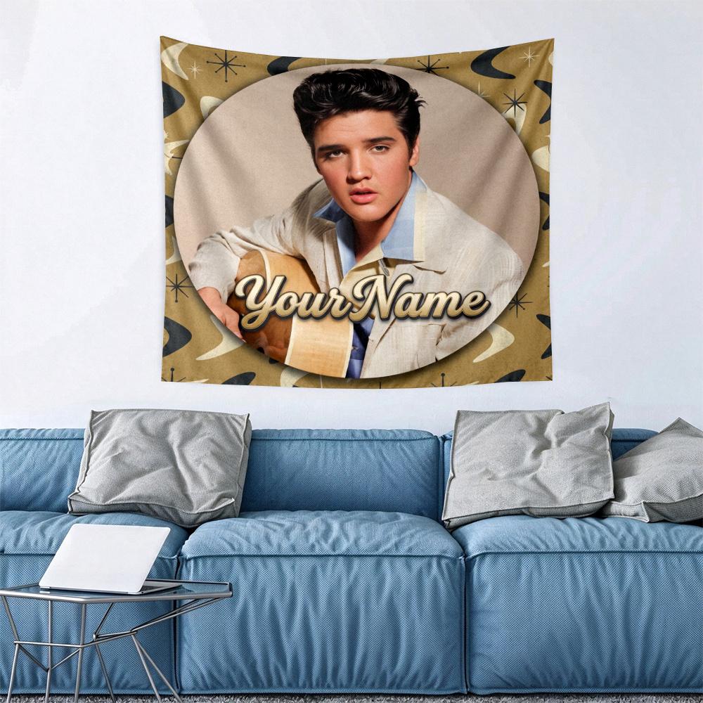 Elvis Custom Your Name Wall Decor Tapestry Art For Pet Memorial Birthday Wedding Party Backdrop Family Gift