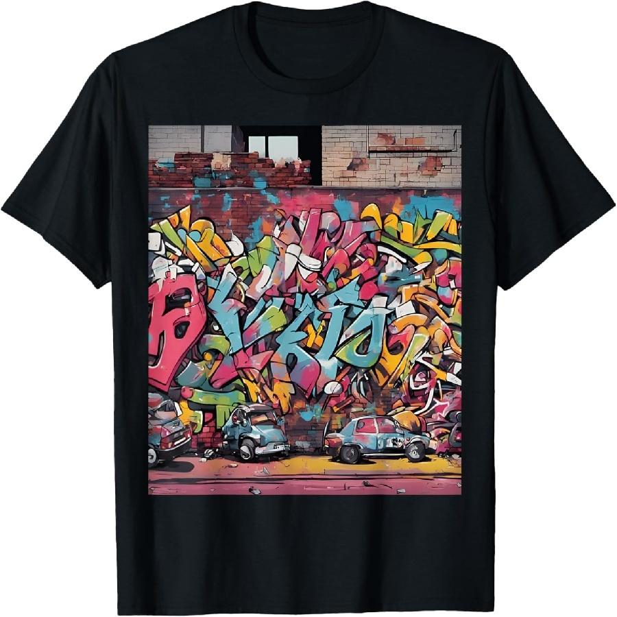 Unisex T-shirt Animated Graffiti Scene Urban Art T-Shirt
