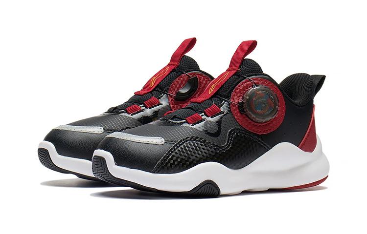 Li Ning YOUNG Thunder Lady Slip Resistant Cushioning Abrasion Resistant Low top Kids Lifestyle Shoes Black Red YKNS098-17