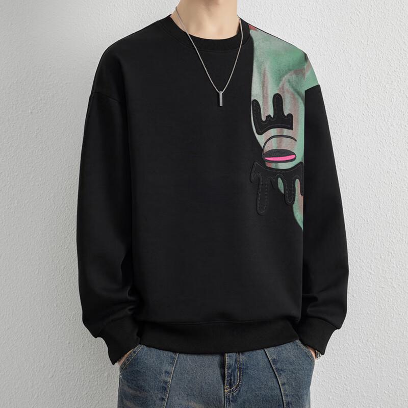 Мужской пуловер с длинным рукавом и вышивкой в американском ретро-стиле