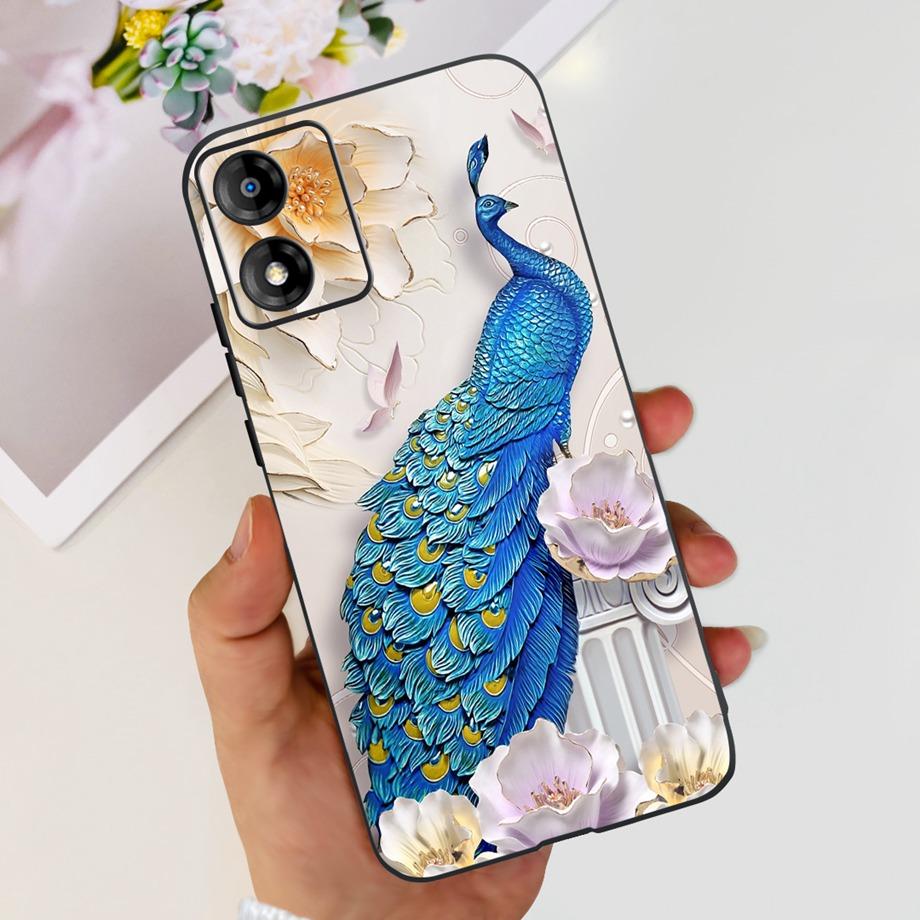 For Motorola Moto E13 Moto G13 Case Matte Black Liquid Silicone Soft Cover Lovely Cat Cartoon Jelly Capas For MotoE13 E 13 G 13