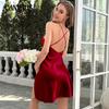 Женская пижама Ice Silk, летняя домашняя одежда с открытой спиной, сексуальные короткие ночные рубашки с бретельками через шею