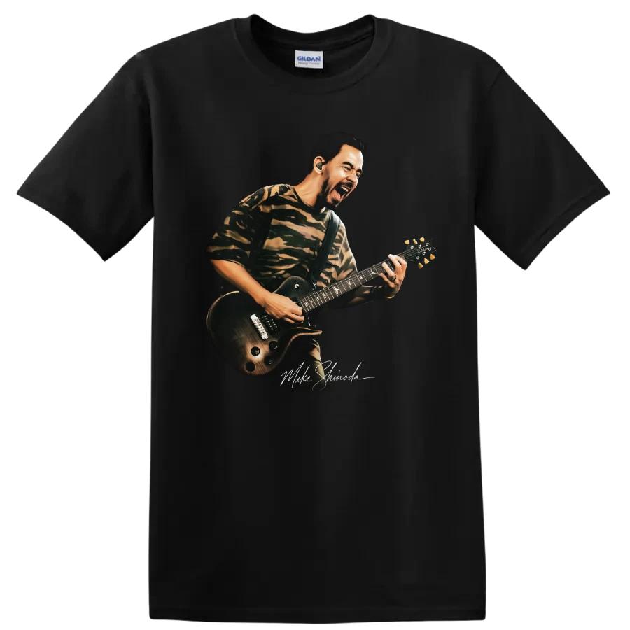 Mike Shinoda Guitar Performance T Shirt Rock Music Concert Tee w/ Energy