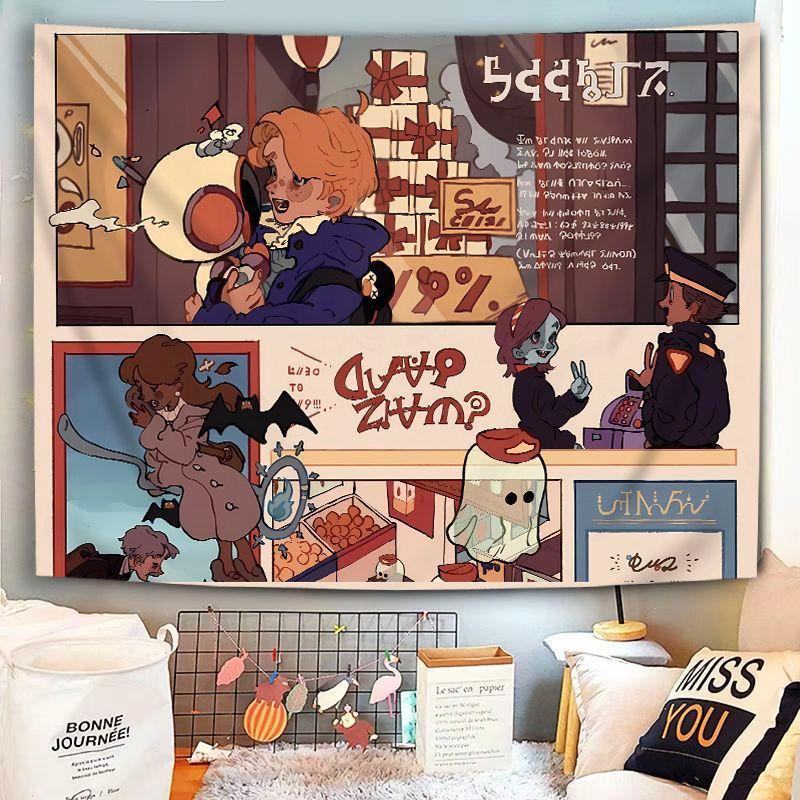 Retro Anime Character Collage Wall Tapestry, American Style Wall Hanging, Aesthetic Wall Decor for Bedroom Dorm Living