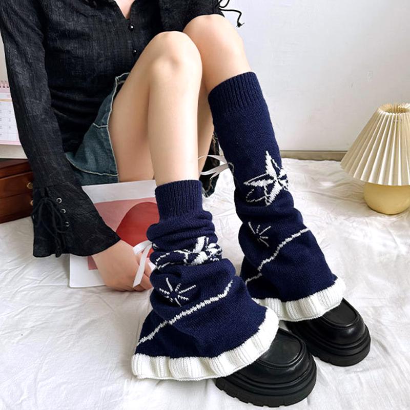 1 пара носков с ремешком и узором пентаграмма, кружевные носки с ворсом и завязками на ногах, сохраняющие тепло